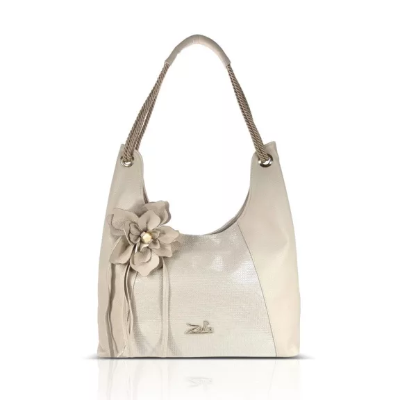 Zellia Női Válltáska 26038F Beige-Arany - Csillámos - Virág Dísszel - Zellia Női Válltáska 26038F Beige-Arany - Csillámos - Virág Dísszel -