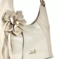   Zellia Női Válltáska 26038F Beige-Arany - Csillámos - Virág Dísszel -