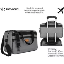   Rovicky - Utazótáska - Kézipoggyász - Szürkr-Tl15608-2516 Gray - 40 X 25 X 20 Cm