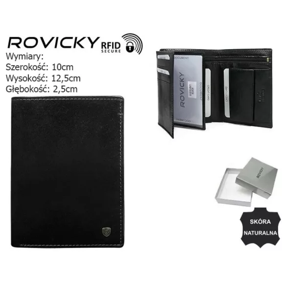 Rovicky férfi bőr pénztárca D1072-RVT – fekete Rovicky férfi bőr pénztárca D1072-RVT – fekete