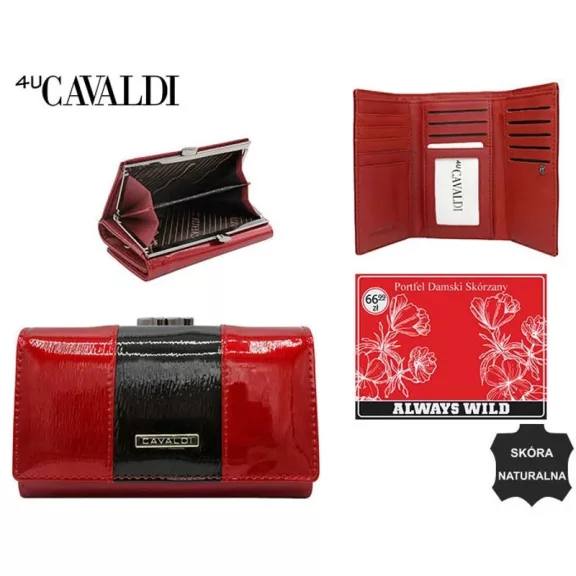 4U Cavaldi női bőr pénztárca H23-3-SH9-BL – piros 4U Cavaldi női bőr pénztárca H23-3-SH9-BL – piros