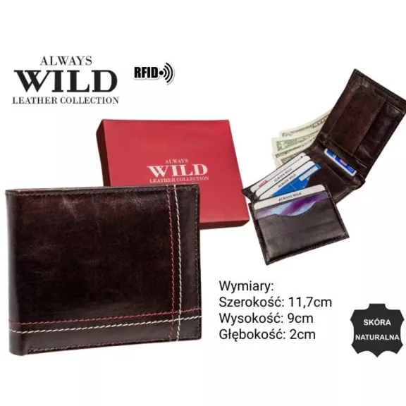 Always Wild férfi bőr pénztárca N015-VTK-D-4992 BROW Always Wild férfi bőr pénztárca N015-VTK-D-4992 BROW