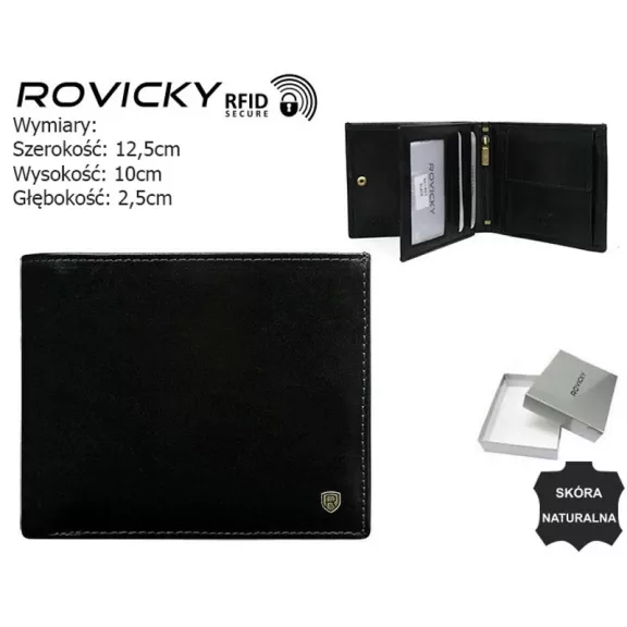 Rovicky férfi bőr pénztárca N01-RVT – fekete Rovicky férfi bőr pénztárca N01-RVT – fekete