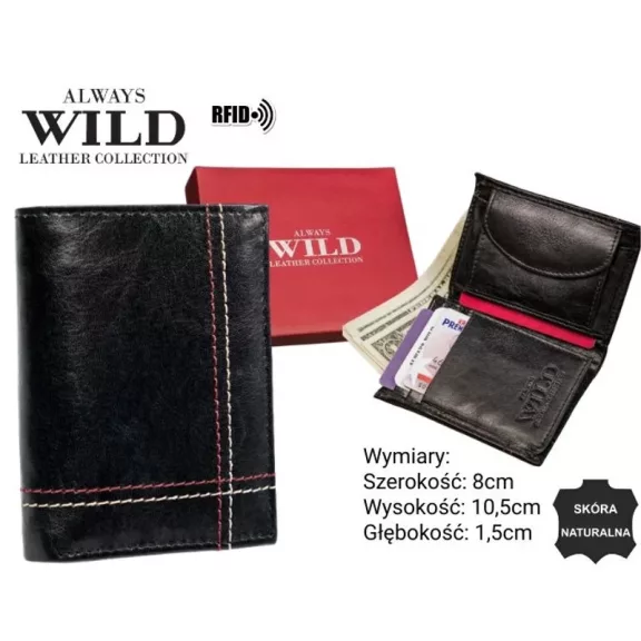 Always Wild férfi bőr pénztárca N20191-VTK-D BLACK Always Wild férfi bőr pénztárca N20191-VTK-D BLACK
