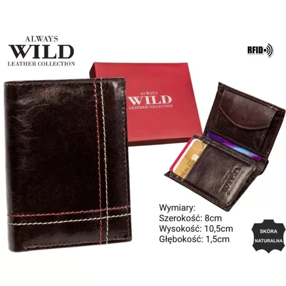 Always Wild férfi bőr pénztárca N20191-VTK-D BROWN Always Wild férfi bőr pénztárca N20191-VTK-D BROWN