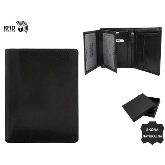 No Brand férfi bőr pénztárca Portfel męski skórzany N318-BFA-NL BLACK No Brand férfi bőr pénztárca Portfel męski skórzany N318-BFA-NL BLACK