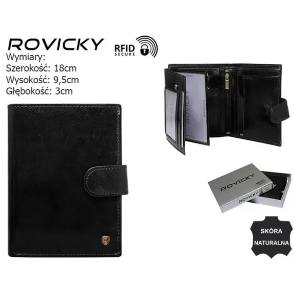 Rovicky férfi bőr pénztárca N575L-RVT – fekete Rovicky férfi bőr pénztárca N575L-RVT – fekete