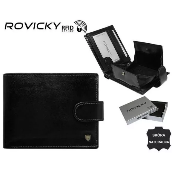 Rovicky férfi bőr pénztárca N61L-RVT – fekete Rovicky férfi bőr pénztárca N61L-RVT – fekete