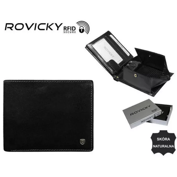 Rovicky férfi bőr pénztárca N61-RVT – fekete Rovicky férfi bőr pénztárca N61-RVT – fekete