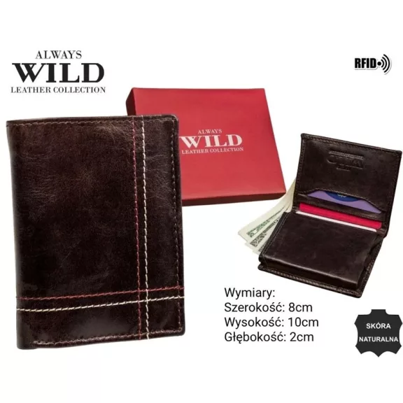 Always Wild férfi bőr pénztárca N9001-VTK-D-RF5081 BROWN Always Wild férfi bőr pénztárca N9001-VTK-D-RF5081 BROWN
