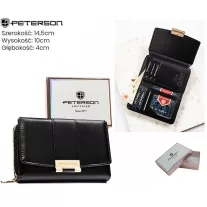 Peterson női műbőr pénztárca PTN 0015-F – fekete