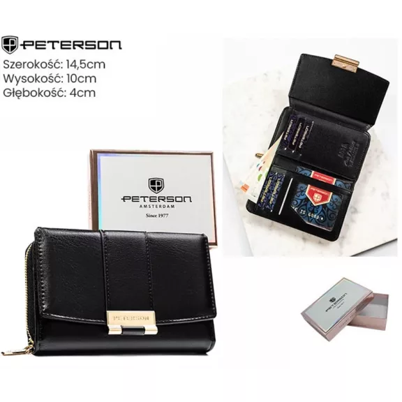 Peterson női műbőr pénztárca PTN 0015-F – fekete Peterson női műbőr pénztárca PTN 0015-F – fekete