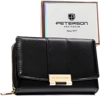 Peterson női műbőr pénztárca PTN 0015-F – fekete