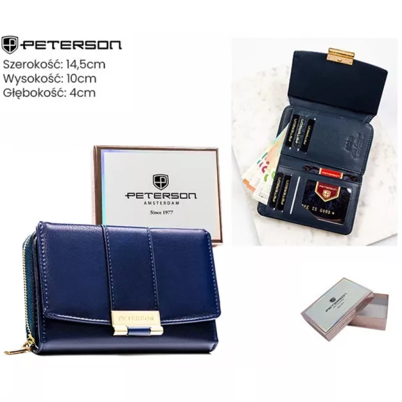 Peterson női műbőr pénztárca PTN 0015-F – kék Peterson női műbőr pénztárca PTN 0015-F – kék