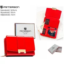 Peterson női műbőr pénztárca PTN 0015-LAK – piros