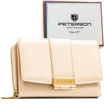 Peterson női műbőr pénztárca PTN 0015-LAK – bézs