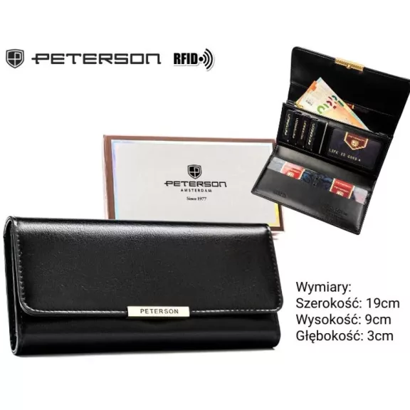 Peterson női műbőr pénztárca PTN 006-F73 – fekete Peterson női műbőr pénztárca PTN 006-F73 – fekete