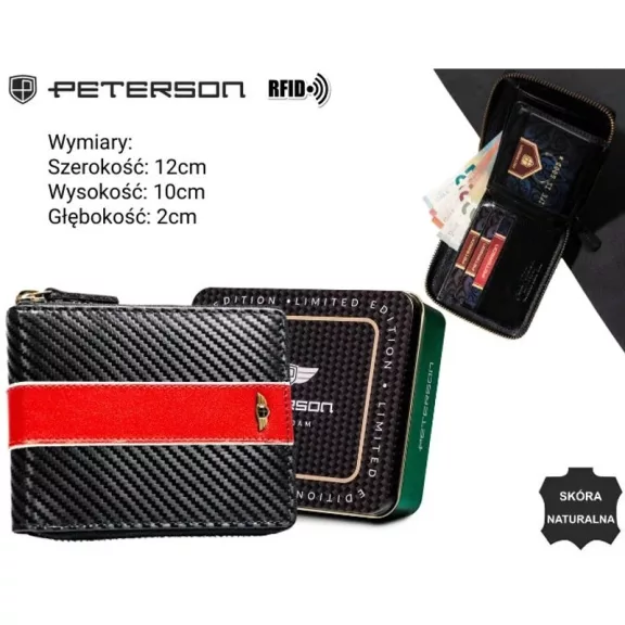 Peterson férfi bőr pénztárca Portfel sk. PTN 1564 MOTO1 Peterson férfi bőr pénztárca Portfel sk. PTN 1564 MOTO1