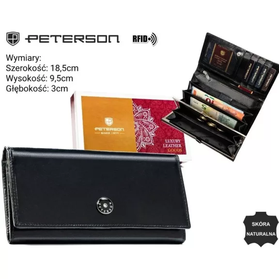 Peterson női bőr pénztárca PTN 1680166-TVT – fekete Peterson női bőr pénztárca PTN 1680166-TVT – fekete