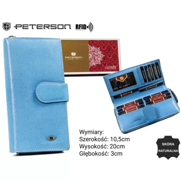 Peterson női bőr pénztárca PTN 2519-BO – kék Peterson női bőr pénztárca PTN 2519-BO – kék