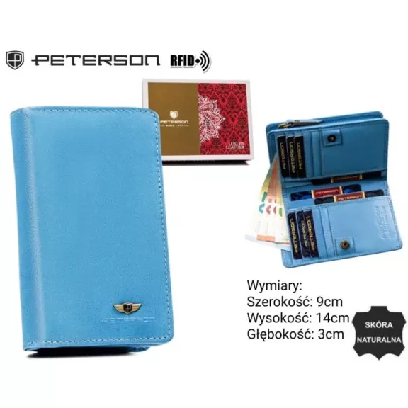 Peterson női bőr pénztárca PTN 2550-BO – kék Peterson női bőr pénztárca PTN 2550-BO – kék