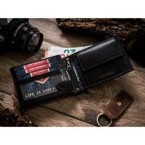 Peterson Férfi Bőr  Pénztárca Ptn 304.01 2-1-1 Black+Red
