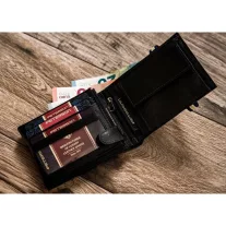 Peterson férfi bőr pénztárca PTN 304E-5774 BLACK