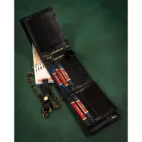 Peterson férfi bőr pénztárca PTN 304Ł-2-1-1 BLACK