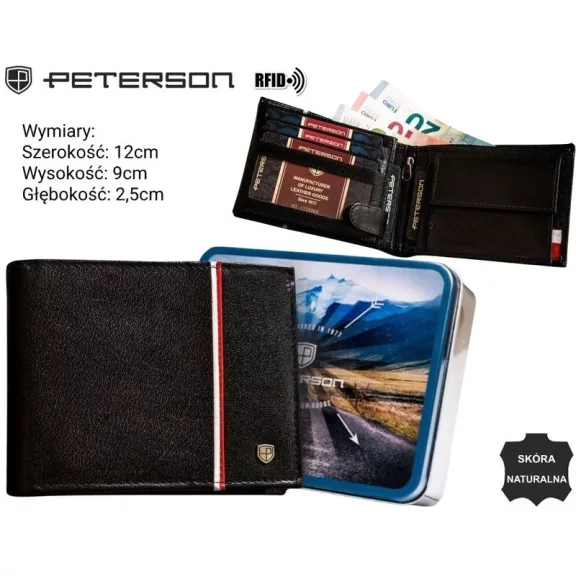 Peterson férfi bőr pénztárca PTN 304P-01 – fekete Peterson férfi bőr pénztárca PTN 304P-01 – fekete