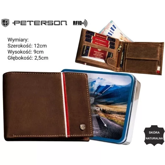 Peterson férfi bőr pénztárca PTN 304P-01 – barna Peterson férfi bőr pénztárca PTN 304P-01 – barna