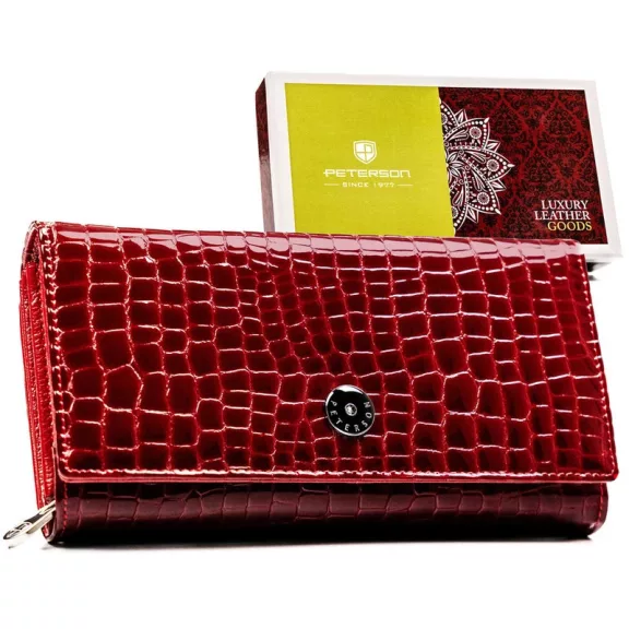 Peterson Női Bőr Pénztárca Ptn 42100-Mc-7008 Red - Piros Peterson Női Bőr Pénztárca Ptn 42100-Mc-7008 Red - Piros