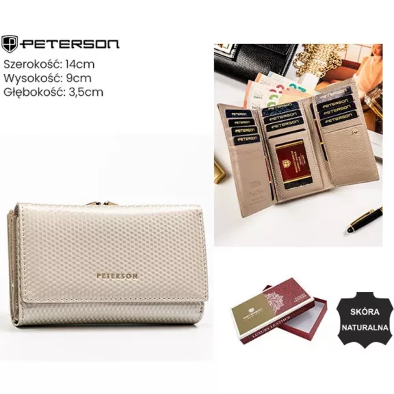Peterson női bőr pénztárca PTN 42108-SBR – bézs Peterson női bőr pénztárca PTN 42108-SBR – bézs