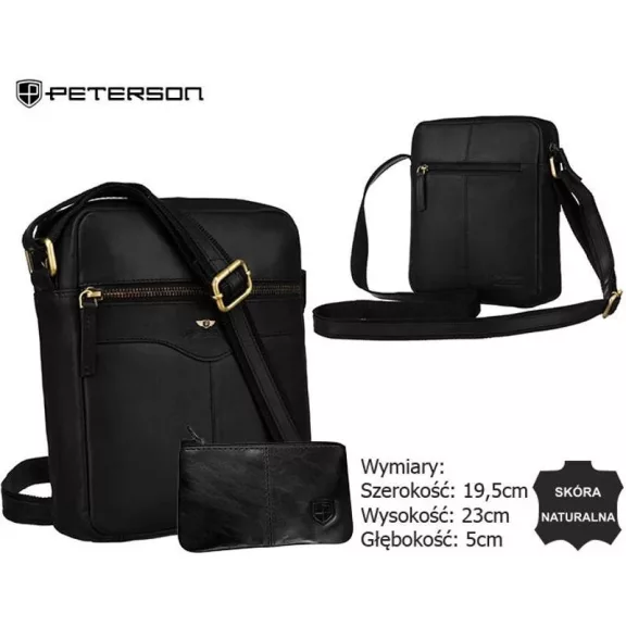 Peterson Férfi Bőr Oldaltáska Ptn 711E-Opu-6835 Fekete Peterson Férfi Bőr Oldaltáska Ptn 711E-Opu-6835 Fekete