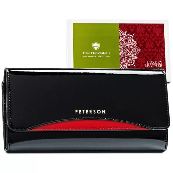 Peterson Női Bőr Pénztárca Ptn Bc-415-1612 Fekete-Piros Peterson Női Bőr Pénztárca Ptn Bc-415-1612 Fekete-Piros