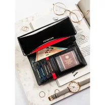 Peterson Női Bőr Pénztárca Ptn Bc-415-1612 Fekete-Piros