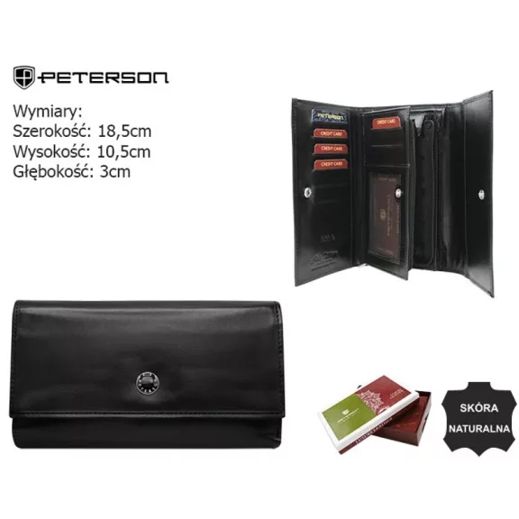 Peterson női bőr pénztárca PTN D18-NGV – fekete Peterson női bőr pénztárca PTN D18-NGV – fekete