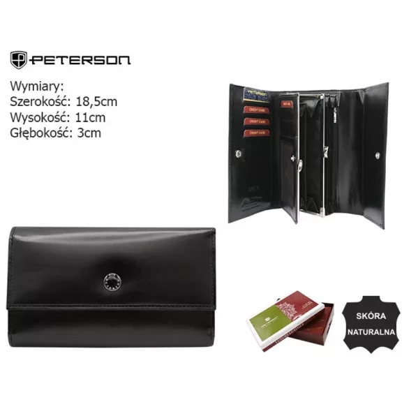 Peterson női bőr pénztárca PTN D19-NGV – fekete Peterson női bőr pénztárca PTN D19-NGV – fekete