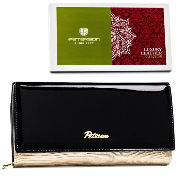Peterson Női Bőr Pénztárca Ptnlj-42100-0674 Black-Gold Peterson Női Bőr Pénztárca Ptnlj-42100-0674 Black-Gold