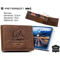 Peterson férfi bőr pénztárca PTN N992-BE-BEAR – barna