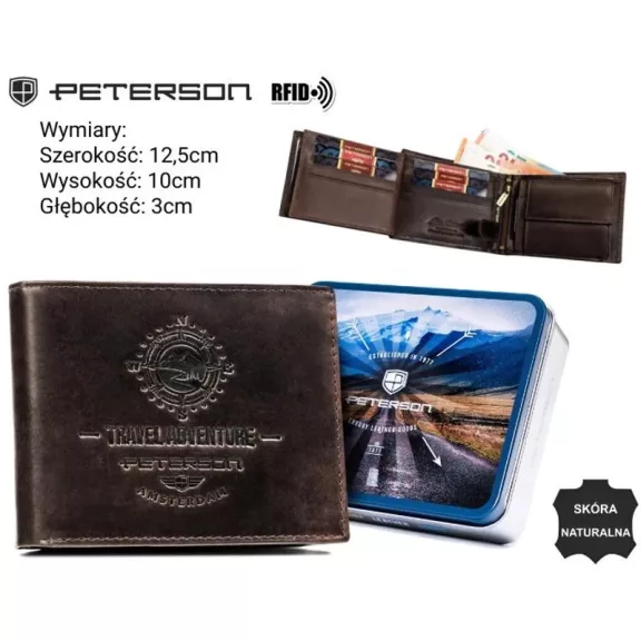 Peterson férfi bőr pénztárca PTN N992-BE-TRAV – barna Peterson férfi bőr pénztárca PTN N992-BE-TRAV – barna