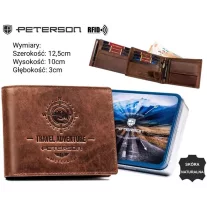 Peterson férfi bőr pénztárca PTN N992-BE-TRAV – barna