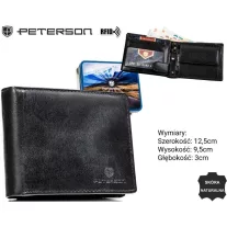 Peterson férfi bőr pénztárca PTN N992-BUF – fekete