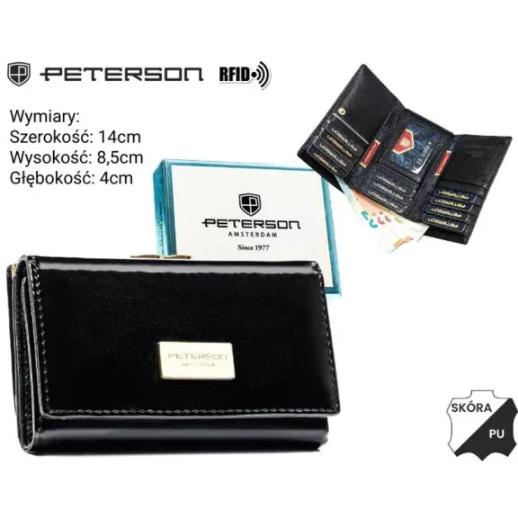 Peterson női bőr és műbőr pénztárca PTN PX23-DYS – fekete Peterson női bőr és műbőr pénztárca PTN PX23-DYS – fekete