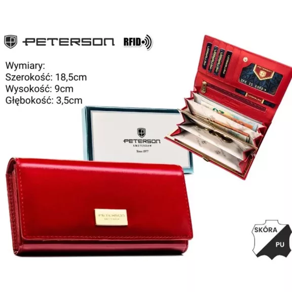 Peterson női bőr és műbőr pénztárca PTN PX24-DYS – piros Peterson női bőr és műbőr pénztárca PTN PX24-DYS – piros
