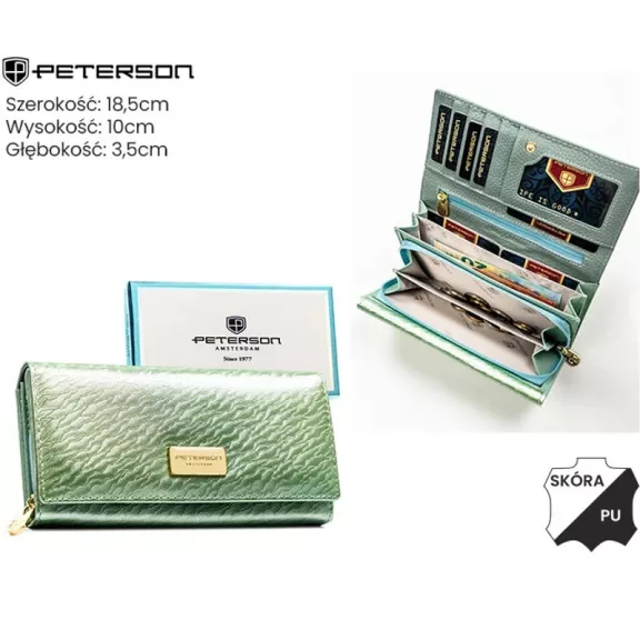 Peterson női bőr és műbőr pénztárca PTN PX28-CNF – zöld Peterson női bőr és műbőr pénztárca PTN PX28-CNF – zöld