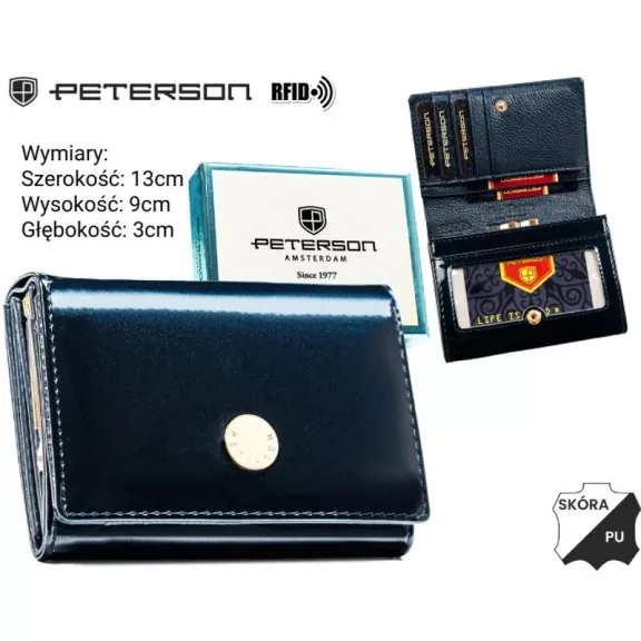 Peterson női bőr és műbőr pénztárca PTN PX30-DYS – kék Peterson női bőr és műbőr pénztárca PTN PX30-DYS – kék