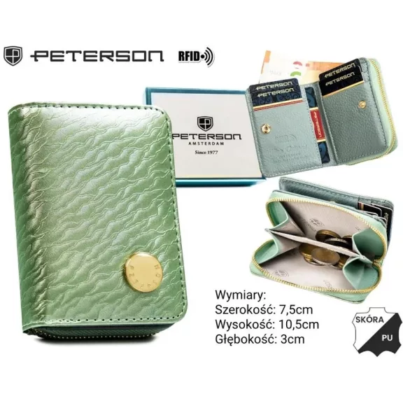 Peterson női bőr és műbőr pénztárca PTN PX33-CNF – zöld Peterson női bőr és műbőr pénztárca PTN PX33-CNF – zöld