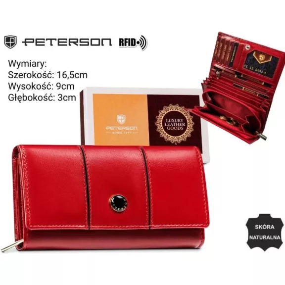 Peterson női bőr pénztárca PTN RD-07-GCL-S – piros Peterson női bőr pénztárca PTN RD-07-GCL-S – piros