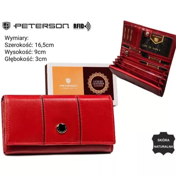Peterson női bőr pénztárca PTN RD-08-GCL-S – piros Peterson női bőr pénztárca PTN RD-08-GCL-S – piros