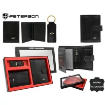   Peterson férfi pénztárca ajándékszett PTN SET3-N4L-VT – fekete